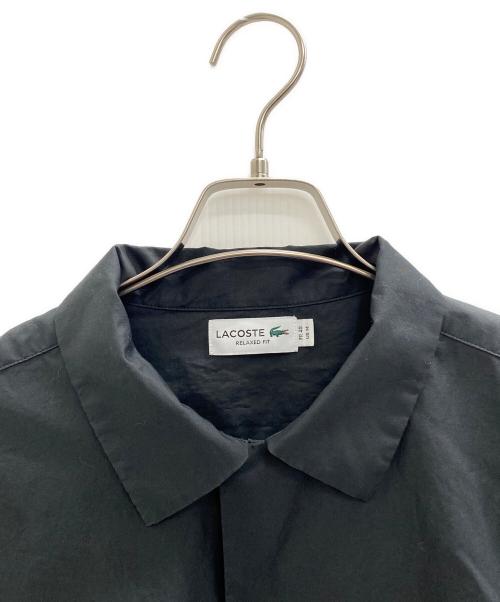 LACOSTE（ラコステ）LACOSTE (ラコステ) コットンバックサテンオープンネックシャツ ブラック サイズ:Mの古着・服飾アイテム