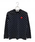 PLAY COMME des GARCONSプレイコムデギャルソン）の古着「Polka Dots Long Sleeve T-Shirt With Red Emblem」｜ブラック
