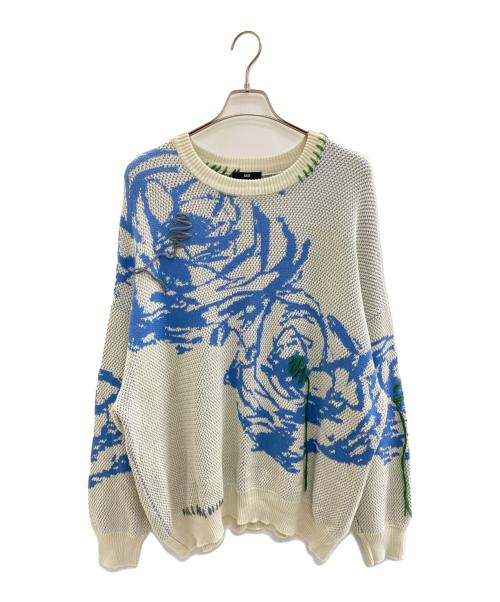 HARE（ハレ）HARE (ハレ) ハンドステッチフラワーニット ホワイト×ブルー サイズ:Freeの古着・服飾アイテム