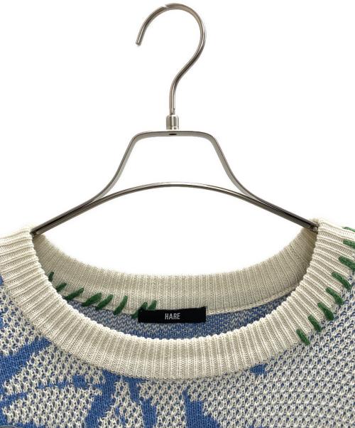 HARE（ハレ）HARE (ハレ) ハンドステッチフラワーニット ホワイト×ブルー サイズ:Freeの古着・服飾アイテム