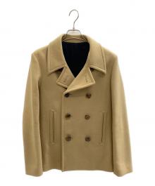 LITHIUM HOMME（リチウムオム・ファム）の古着「MILIOR HEAVYMELTON SHORT PEACOAT」｜ベージュ