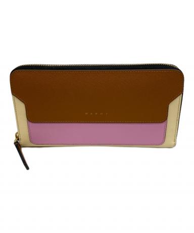 中古・古着通販】MARNI (マルニ) 長財布 ブラウン×ピンク（Z565N