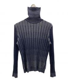 ARMANI COLLEZIONI（アルマーニ コレツィオーニ）の古着「タートルネックストライプセーター」｜ネイビー