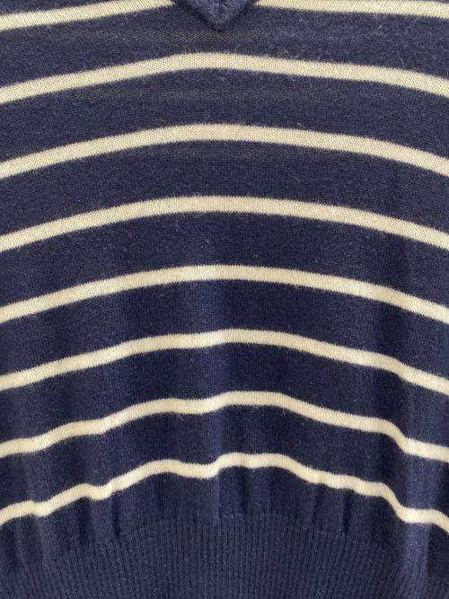 Thom Browne（トムブラウン）Thom Browne (トムブラウン) 薄手ニット ネイビー×ホワイト サイズ:1の古着・服飾アイテム