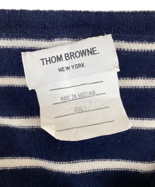Thom Browne（トムブラウン）Thom Browne (トムブラウン) 薄手ニット ネイビー×ホワイト サイズ:1の古着・服飾アイテム