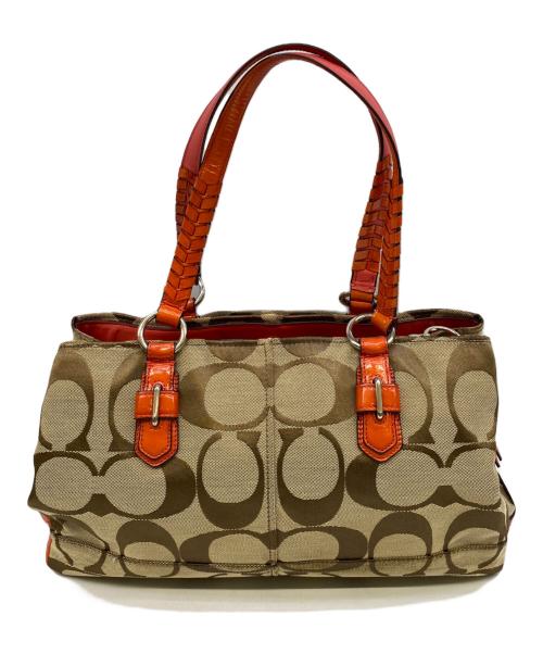 COACH（コーチ）COACH (コーチ) ハンドバッグ ブラウン×オレンジの古着・服飾アイテム