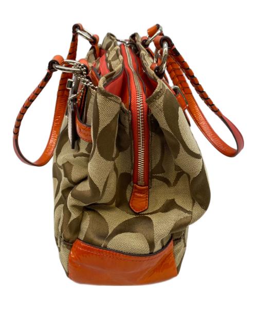 COACH（コーチ）COACH (コーチ) ハンドバッグ ブラウン×オレンジの古着・服飾アイテム