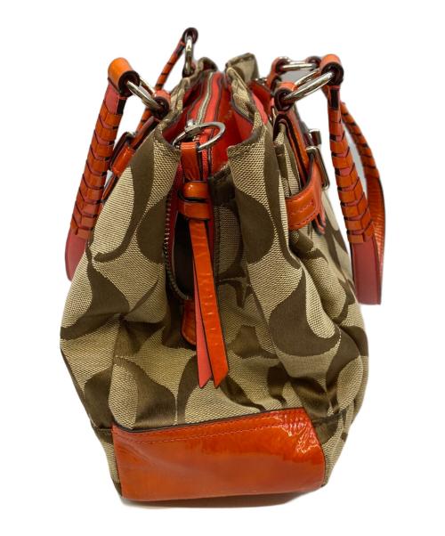 COACH（コーチ）COACH (コーチ) ハンドバッグ ブラウン×オレンジの古着・服飾アイテム