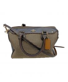 COACH（コーチ）の古着「エクスプローデッドレップス ベネット ミニ サッチェル」｜ブラック×ベージュ