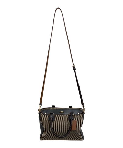 COACH（コーチ）COACH (コーチ) エクスプローデッドレップス ベネット ミニ サッチェル ブラック×ベージュの古着・服飾アイテム