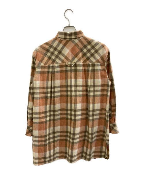 CARA O CRUZ（キャラ オ クルス）CARA O CRUZ (キャラ オ クルス) 長袖ワンピース ブラウン×ベージュ サイズ:Mの古着・服飾アイテム