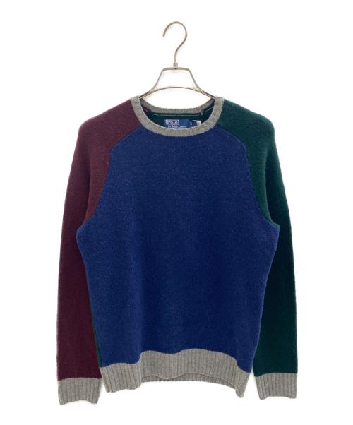 POLO RALPH LAUREN（ポロ・ラルフローレン）POLO RALPH LAUREN (ポロ・ラルフローレン) 厚手ニット ネイビー×グリーン サイズ:XSの古着・服飾アイテム
