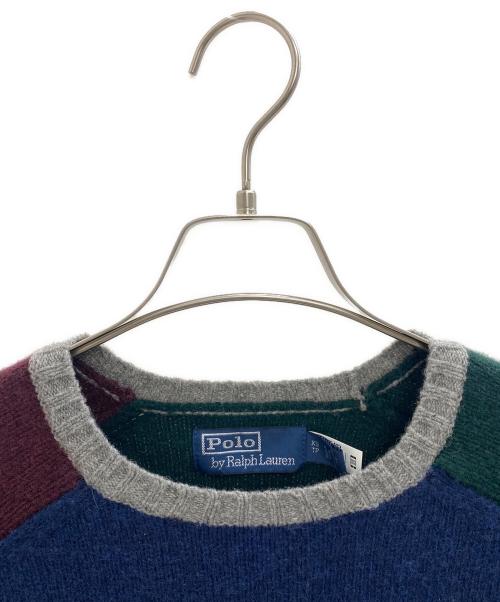 POLO RALPH LAUREN（ポロ・ラルフローレン）POLO RALPH LAUREN (ポロ・ラルフローレン) 厚手ニット ネイビー×グリーン サイズ:XSの古着・服飾アイテム