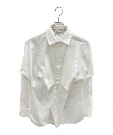 【13】中古美品 MaxMara 比翼仕立て ワイドスリーブ 長袖シャツ 白L 中古・古着通販】MaxMara (マックスマーラ) フロントデザイン比翼