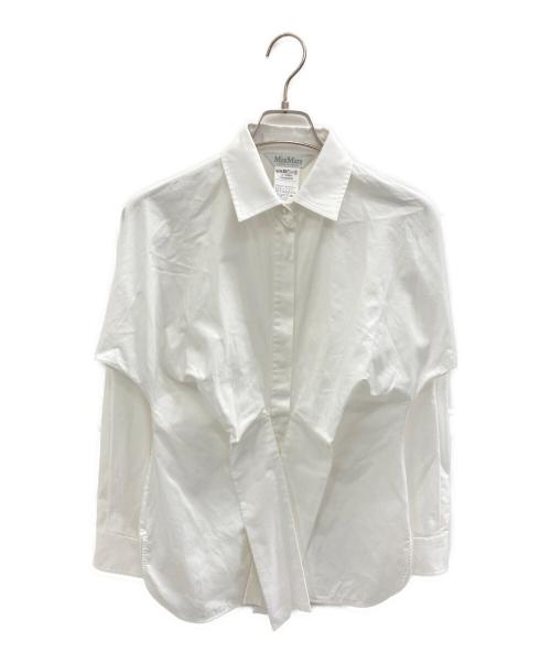 MaxMara（マックスマーラ）MaxMara (マックスマーラ) フロントデザイン比翼ブラウス ホワイト サイズ:40の古着・服飾アイテム