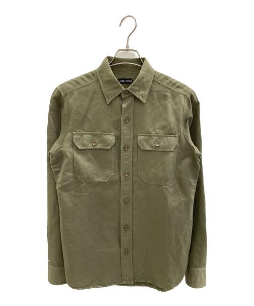 TOM FORD（トムフォード）TOM FORD (トムフォード) リネンコットンBDユーティリティシャツ グリーン サイズ:170/88Aの古着・服飾アイテム