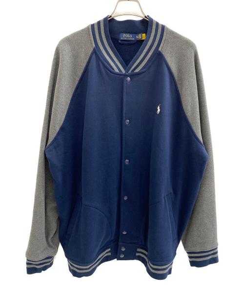 POLO RALPH LAUREN（ポロ・ラルフローレン）POLO RALPH LAUREN (ポロ・ラルフローレン) スウェットブルゾン グレー×ネイビー サイズ:XXLの古着・服飾アイテム