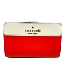 Kate Spade（ケイトスペード）の古着「ステイシー カラーブロック ミディアム コンパクト バイフォールド ウォレット」｜レッド×ベージュ