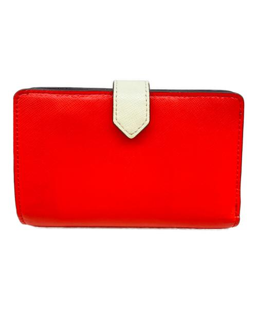 Kate Spade（ケイトスペード）Kate Spade (ケイトスペード) ステイシー カラーブロック ミディアム コンパクト バイフォールド ウォレット レッド×ベージュの古着・服飾アイテム