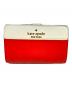 Kate Spade（ケイトスペード）の古着「ステイシー カラーブロック ミディアム コンパクト バイフォールド ウォレット」｜レッド×ベージュ