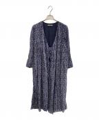 ne quittez pasヌキテパ）の古着「COTTON VOILE ZIGZAG GOWN」｜ネイビー