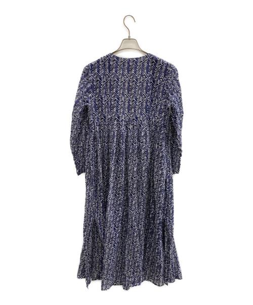 ne quittez pas（ヌキテパ）ne quittez pas (ヌキテパ) COTTON VOILE ZIGZAG GOWN ネイビー サイズ:Freeの古着・服飾アイテム