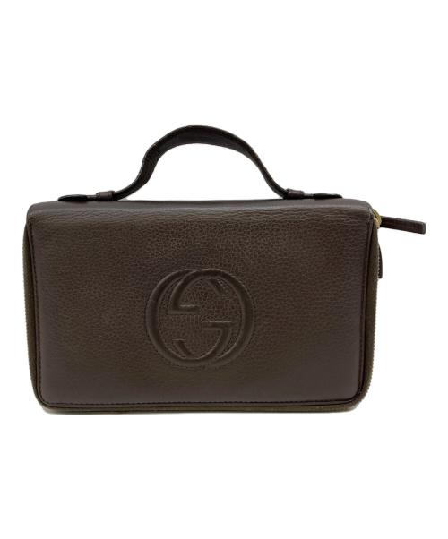 GUCCI（グッチ）GUCCI (グッチ) ソーホー インターロッキングG トラブルドキュメントケース ブラウンの古着・服飾アイテム