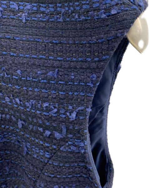ESTNATION（エストネーション）ESTNATION (エストネーション) ツイードフリンジノースリーブワンピース ネイビー サイズ:36の古着・服飾アイテム