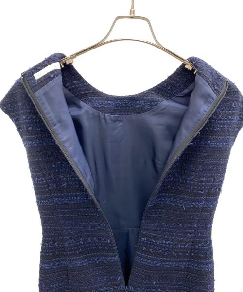 ESTNATION（エストネーション）ESTNATION (エストネーション) ツイードフリンジノースリーブワンピース ネイビー サイズ:36の古着・服飾アイテム