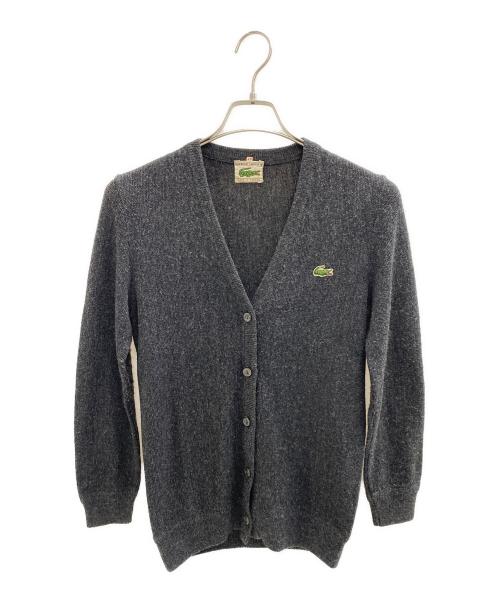 CHEMISE LACOSTE（シュミーズ ラコステ）CHEMISE LACOSTE (シュミーズ ラコステ) 70'sヴィンテージVネックカーディガン ブラック サイズ:40の古着・服飾アイテム