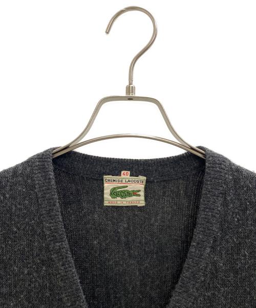 CHEMISE LACOSTE（シュミーズ ラコステ）CHEMISE LACOSTE (シュミーズ ラコステ) 70'sヴィンテージVネックカーディガン ブラック サイズ:40の古着・服飾アイテム
