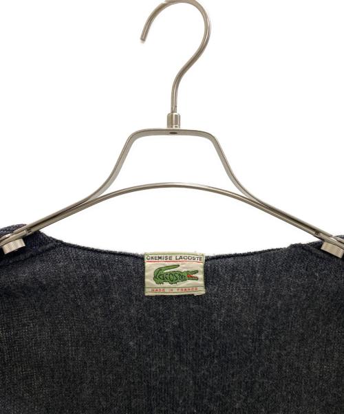 CHEMISE LACOSTE（シュミーズ ラコステ）CHEMISE LACOSTE (シュミーズ ラコステ) 70'sヴィンテージVネックカーディガン ブラック サイズ:40の古着・服飾アイテム