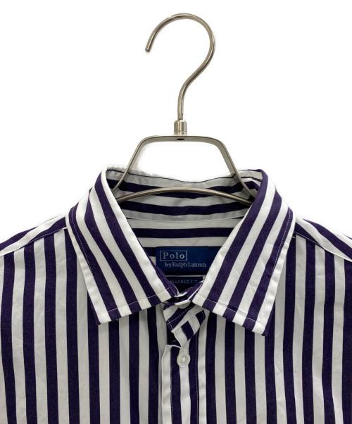POLO RALPH LAUREN（ポロ・ラルフローレン）POLO RALPH LAUREN (ポロ・ラルフローレン) 長袖シャツ ホワイト×パープル サイズ:Mの古着・服飾アイテム