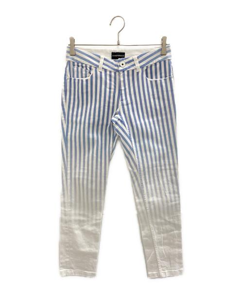 EMPORIO ARMANI（エンポリオ アルマーニ）EMPORIO ARMANI (エンポリオ アルマーニ) デニムパンツ ホワイト×ブルー サイズ:W26の古着・服飾アイテム
