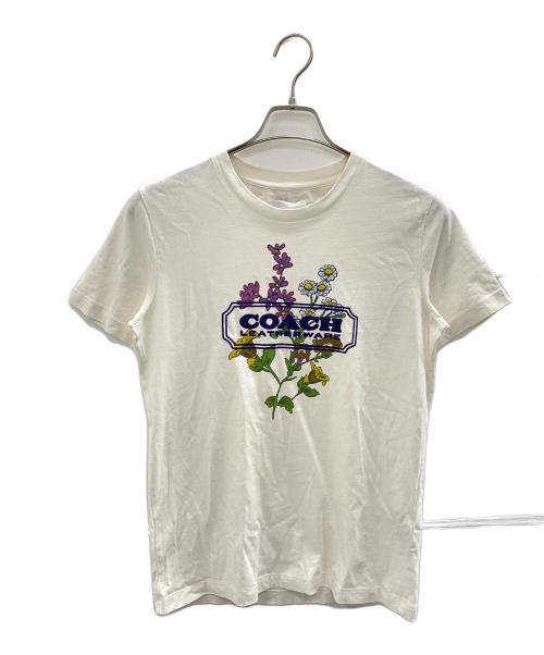 COACH（コーチ）COACH (コーチ) フラワープリントロゴTシャツ ホワイト サイズ:XSの古着・服飾アイテム