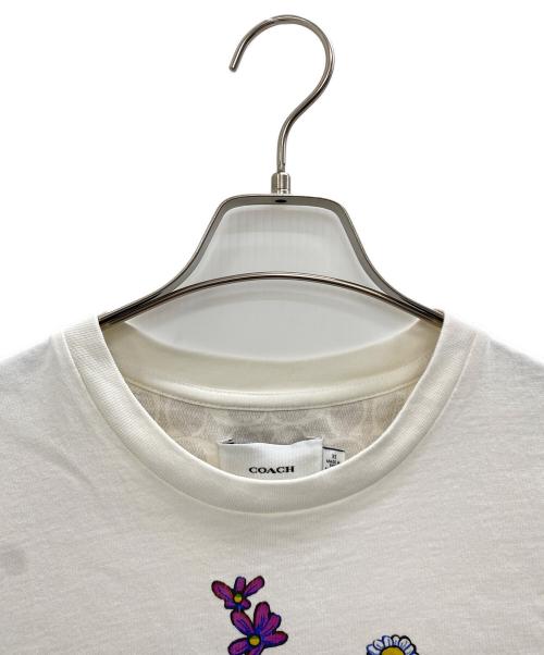COACH（コーチ）COACH (コーチ) フラワープリントロゴTシャツ ホワイト サイズ:XSの古着・服飾アイテム
