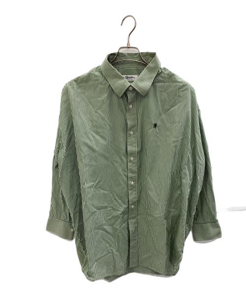 Gymphlex（ジムフレックス）Gymphlex (ジムフレックス) オーバーサイズストライプブロードシャツ グリーン サイズ:12の古着・服飾アイテム