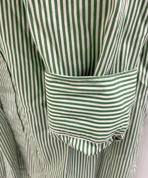 Gymphlex（ジムフレックス）Gymphlex (ジムフレックス) オーバーサイズストライプブロードシャツ グリーン サイズ:12の古着・服飾アイテム