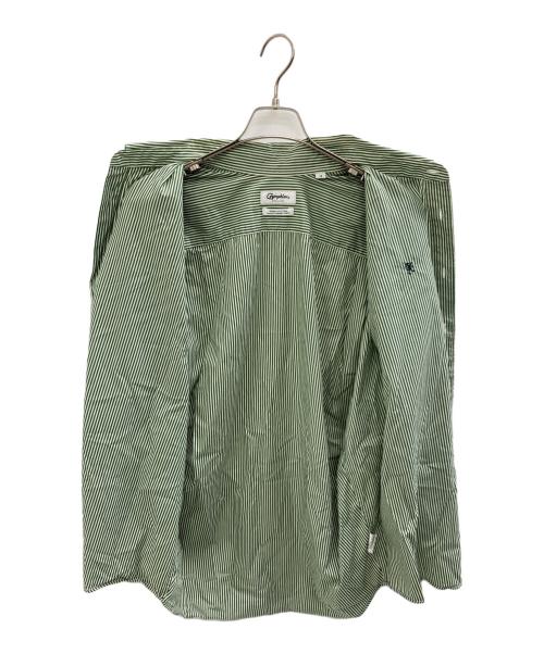 Gymphlex（ジムフレックス）Gymphlex (ジムフレックス) オーバーサイズストライプブロードシャツ グリーン サイズ:12の古着・服飾アイテム