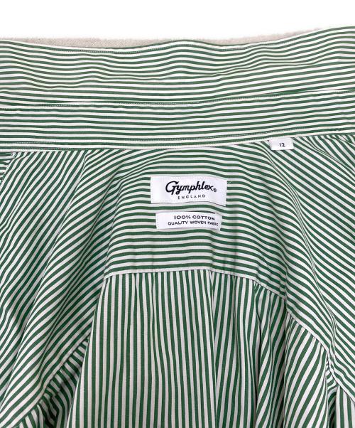 Gymphlex（ジムフレックス）Gymphlex (ジムフレックス) オーバーサイズストライプブロードシャツ グリーン サイズ:12の古着・服飾アイテム