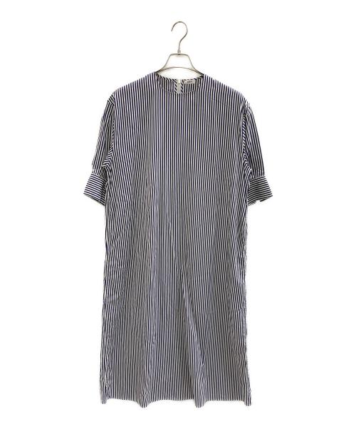 LOEFF（ロエフ）LOEFF (ロエフ) カイト ストライプ シャツワンピース† ネイビー×ホワイトの古着・服飾アイテム