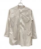 URBAN RESEARCHアーバンリサーチ）の古着「24SS ストライプバンドカラーシャツ」｜ベージュ