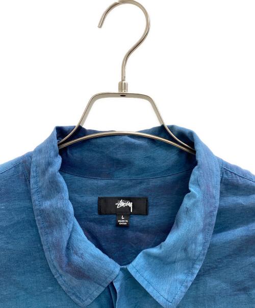 stussy（ステューシー）stussy (ステューシー) Dice Painting Open Collar Shirt ブルー×ホワイト サイズ:Lの古着・服飾アイテム