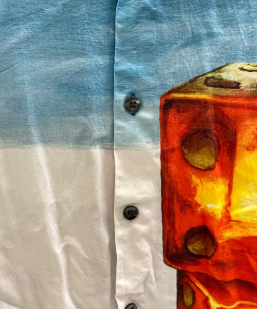 stussy（ステューシー）stussy (ステューシー) Dice Painting Open Collar Shirt ブルー×ホワイト サイズ:Lの古着・服飾アイテム
