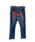 BAPE BY A BATHING APE（ベイプバイアベイシングエイプ）の古着「Damaged Paint Jeans」｜インディゴ