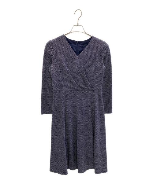 COUP DE CHANCE（クードシャンス）COUP DE CHANCE (クードシャンス) ウール混カシュクールワンピース ネイビー サイズ:38の古着・服飾アイテム