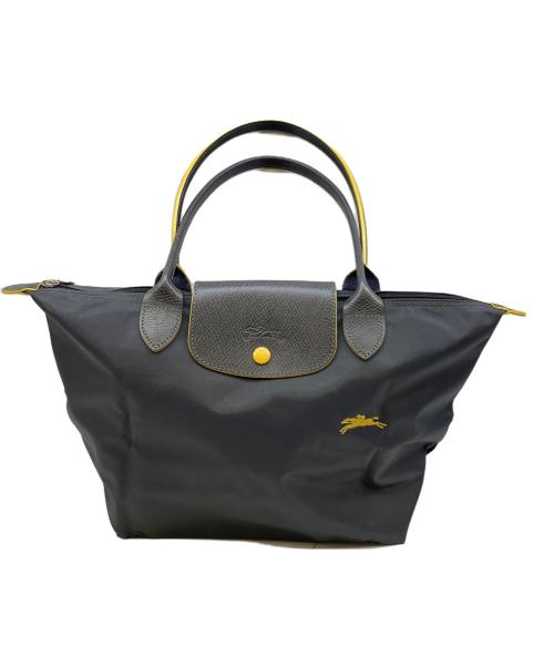 LONGCHAMP（ロンシャン）LONGCHAMP (ロンシャン) ナイロントートバッグ グレー×イエローの古着・服飾アイテム