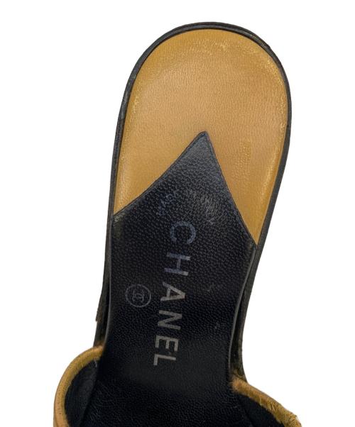 CHANEL（シャネル）CHANEL (シャネル) ココマーク・バイカラーレザーサンダル ブラウン×ブラック サイズ:36の古着・服飾アイテム