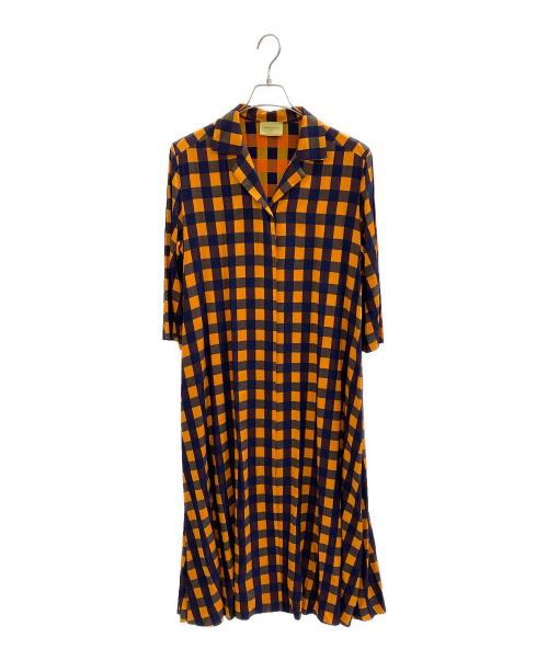 UNITED ARROWS（ユナイテッドアローズ）UNITED ARROWS (ユナイテッドアローズ) 長袖ワンピース ネイビー×オレンジ サイズ:38の古着・服飾アイテム