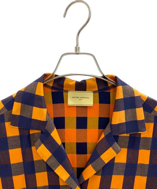 UNITED ARROWS（ユナイテッドアローズ）UNITED ARROWS (ユナイテッドアローズ) 長袖ワンピース ネイビー×オレンジ サイズ:38の古着・服飾アイテム